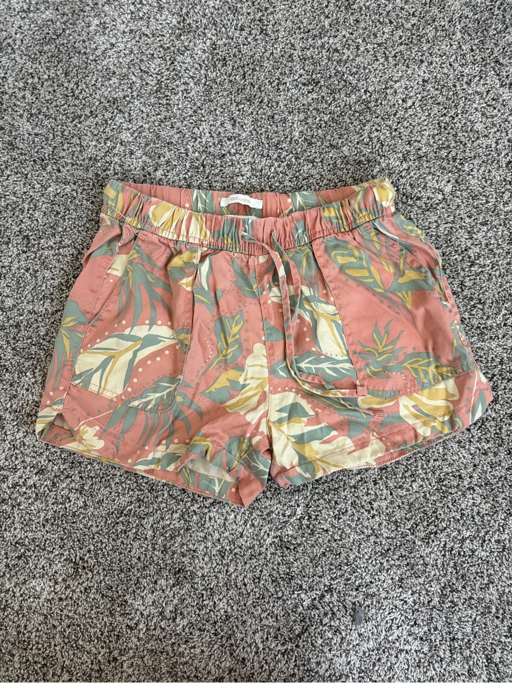Cynthia Rowley Women Coral Tropical Print Elastic Waist Shorts XS